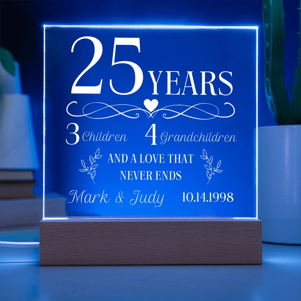 25 Year Anniversary Personalized Family Acrylic Plaque