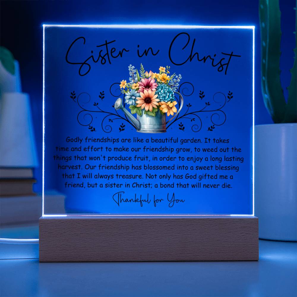 Sister in Christ Friendship Garden Acrylic Plaque