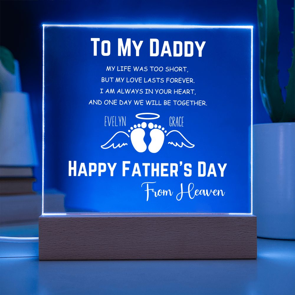 Fathers Day from Heaven Personalized Memorial Plaque - White