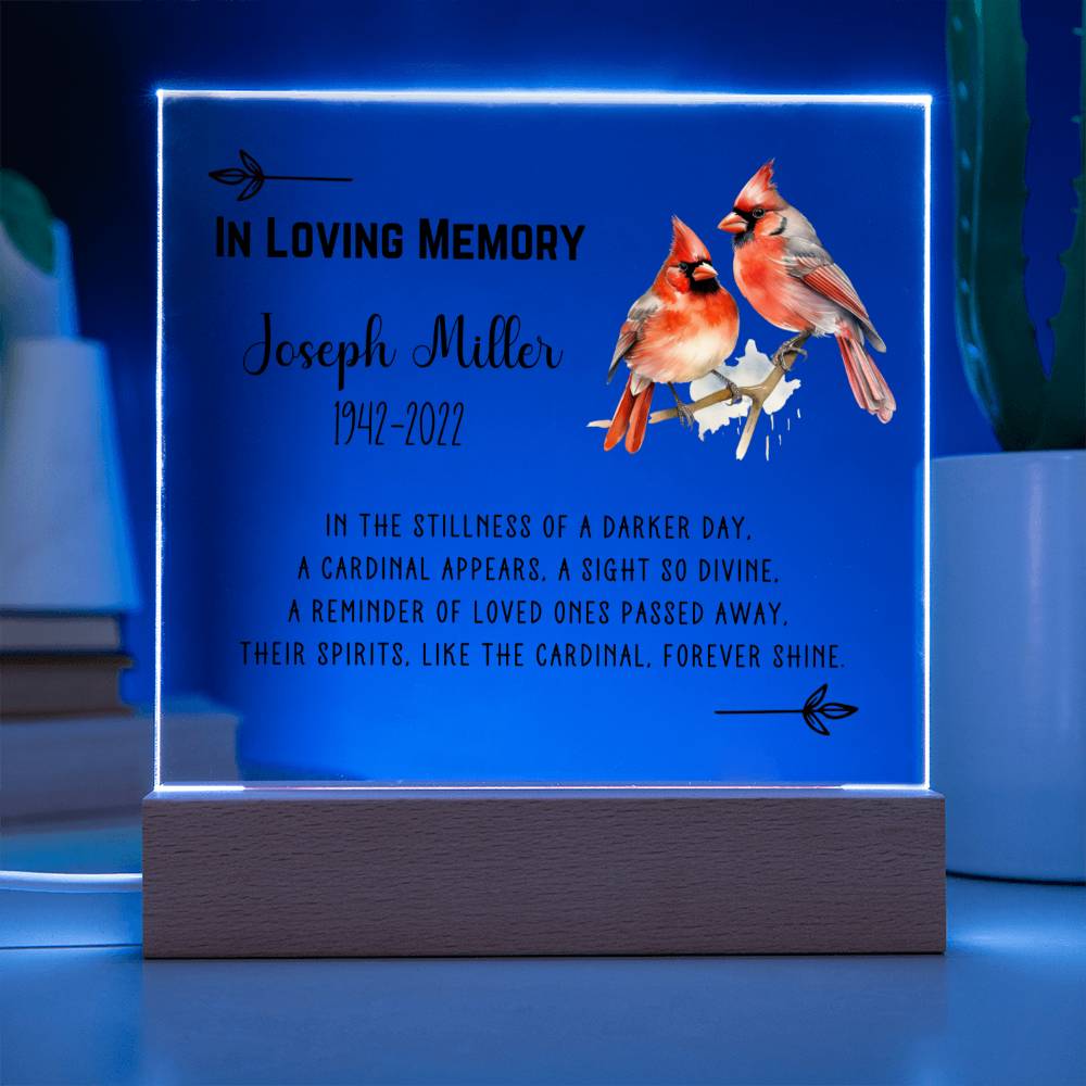 Cardinal Poem Memorial Personalized Acrylic Plaque