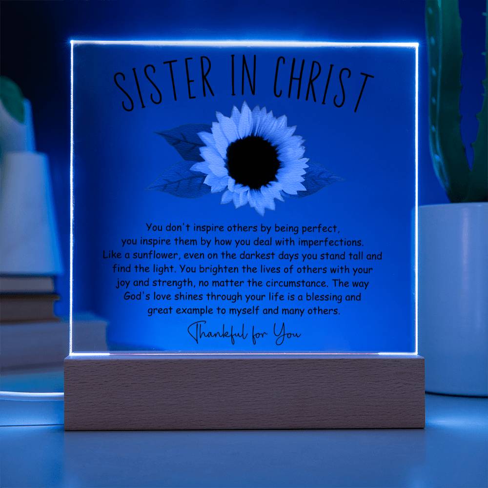 Sunflower Inspiring Sister in Christ Friendship Acrylic Plaque