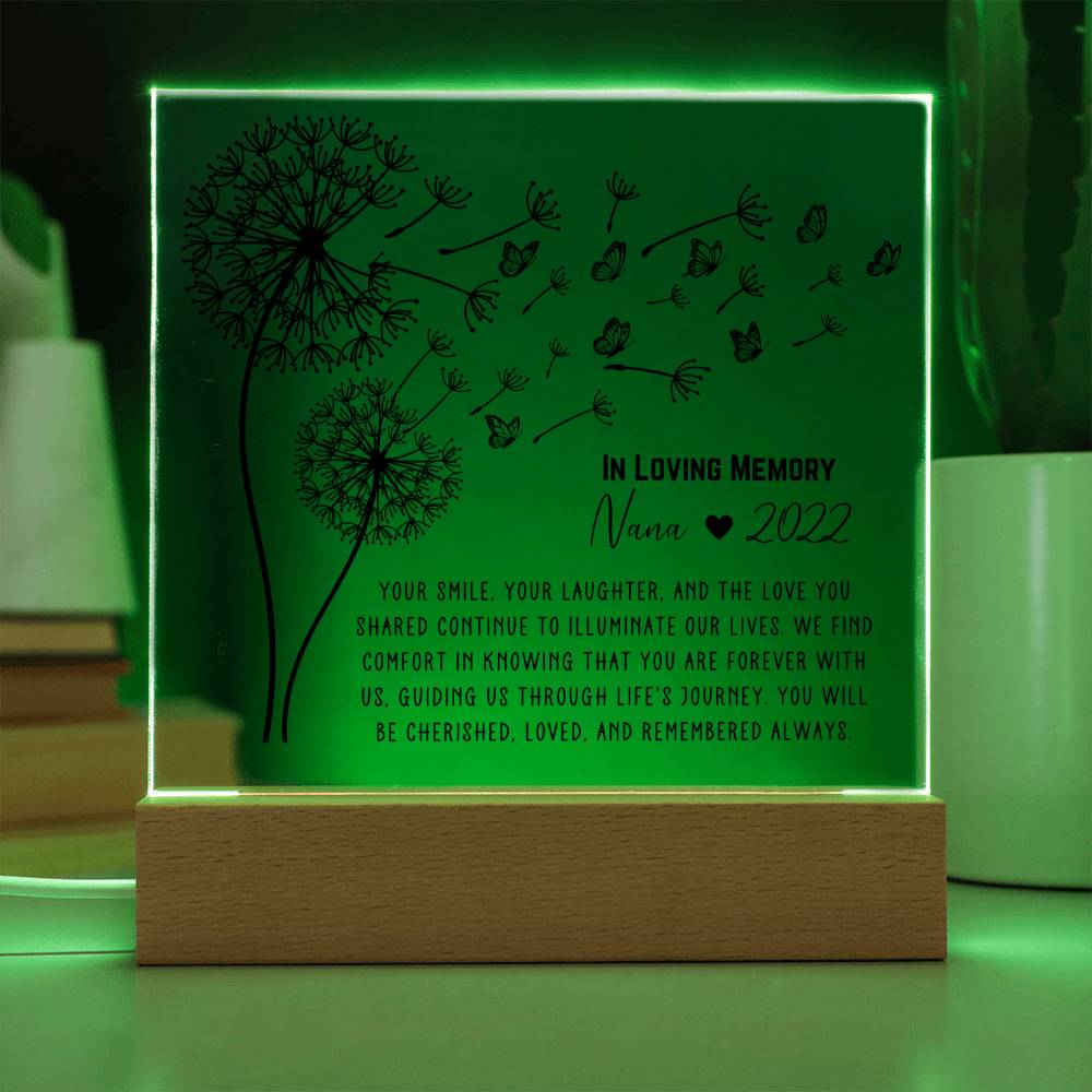 Remembered Always Dandelion Memorial Acrylic Plaque