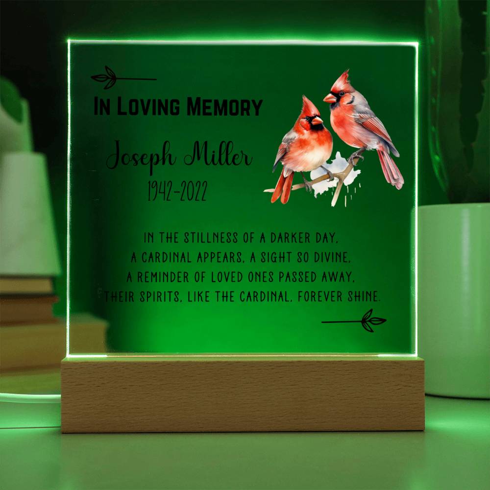 Cardinal Poem Memorial Personalized Acrylic Plaque