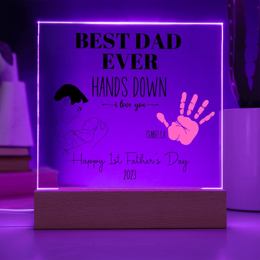 Personalized First Fathers Day Gift for New Dad Acrylic Plaque