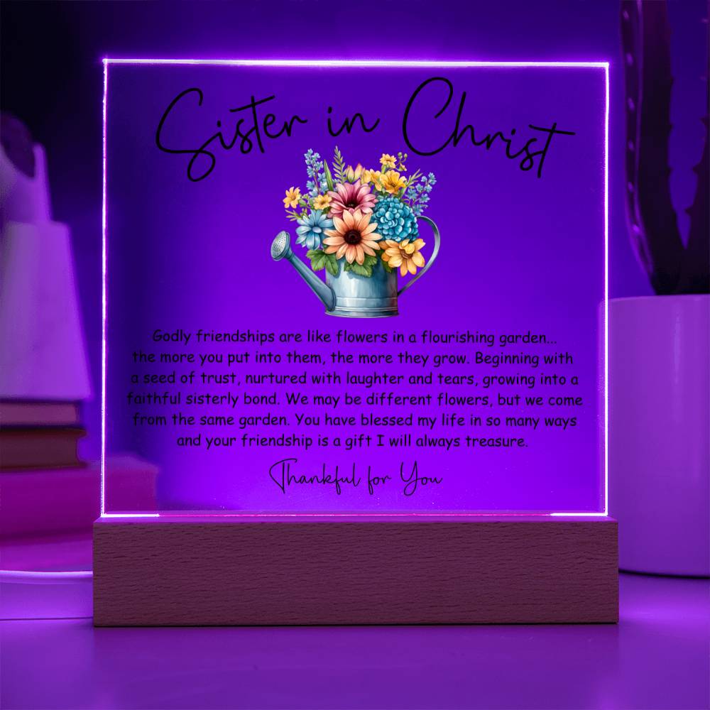 Sister in Christ Godly Friendship Flowers Acrylic Plaque