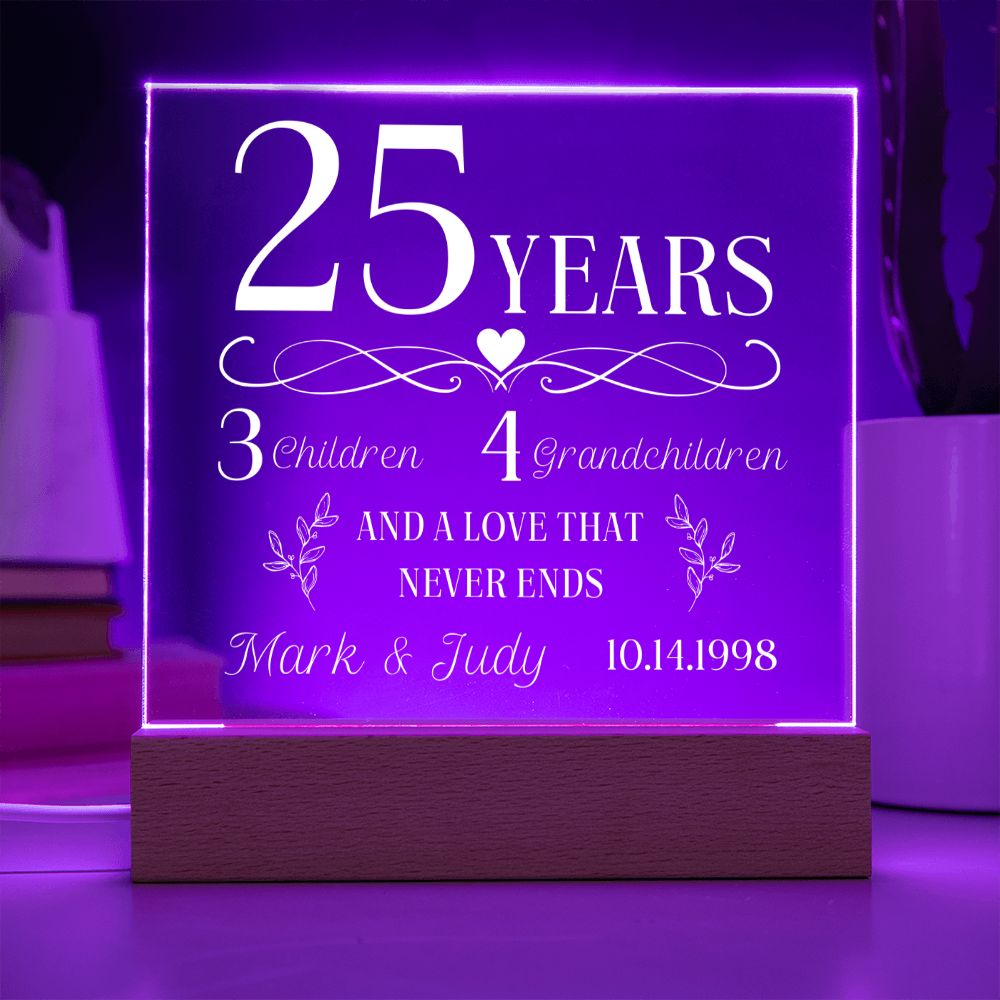 25 Year Anniversary Personalized Family Acrylic Plaque