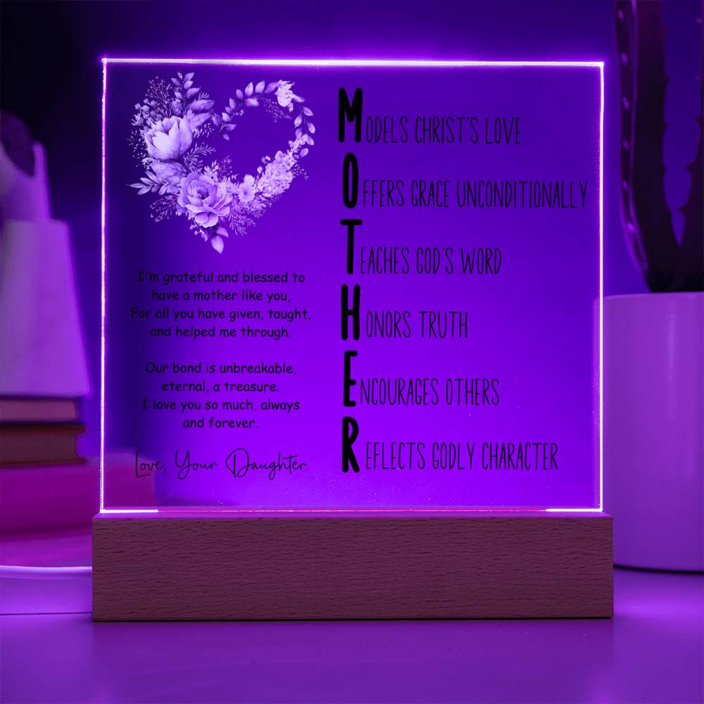 Christian Mother Acronym from Daughter Square Acrylic Plaque