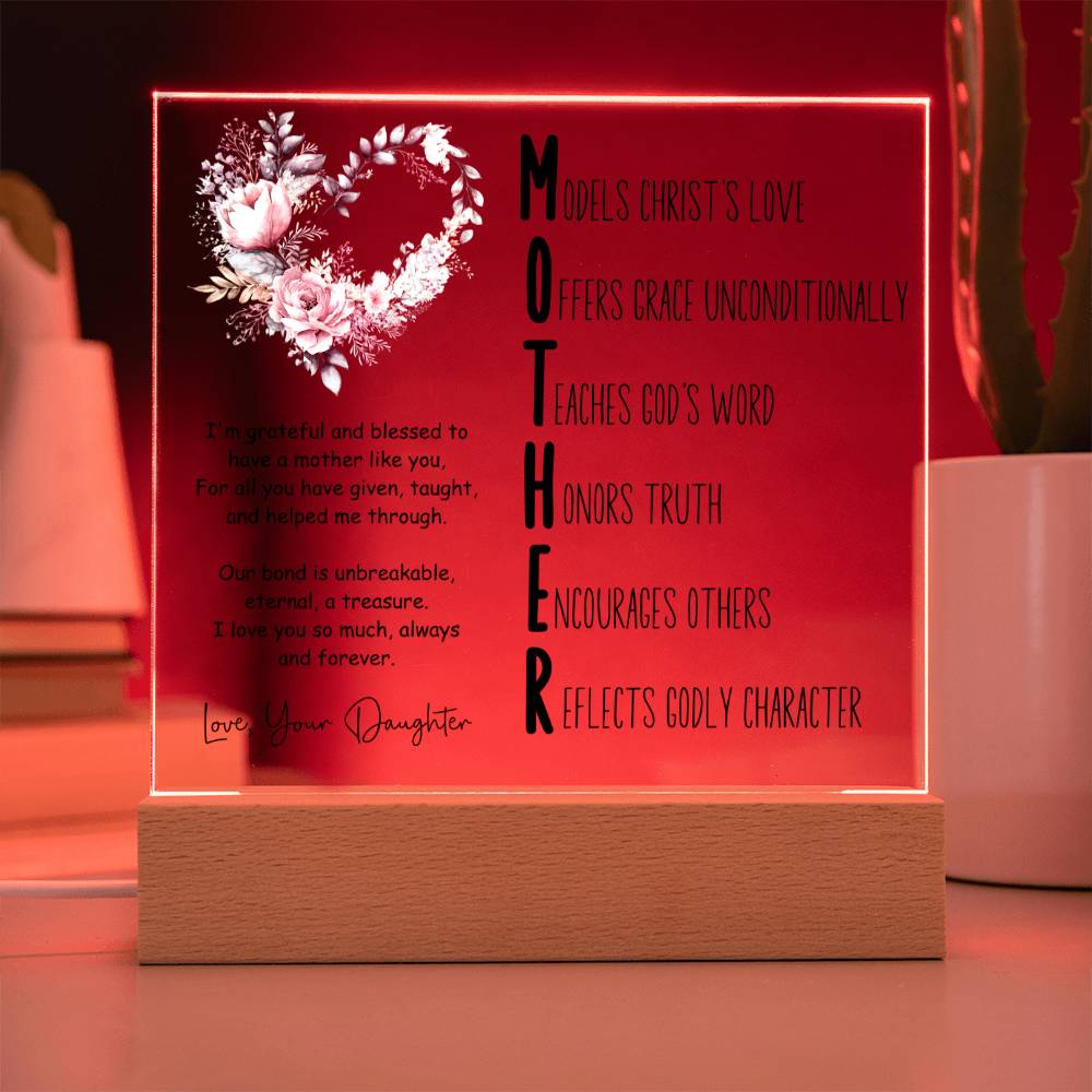 Christian Mother Acronym from Daughter Square Acrylic Plaque