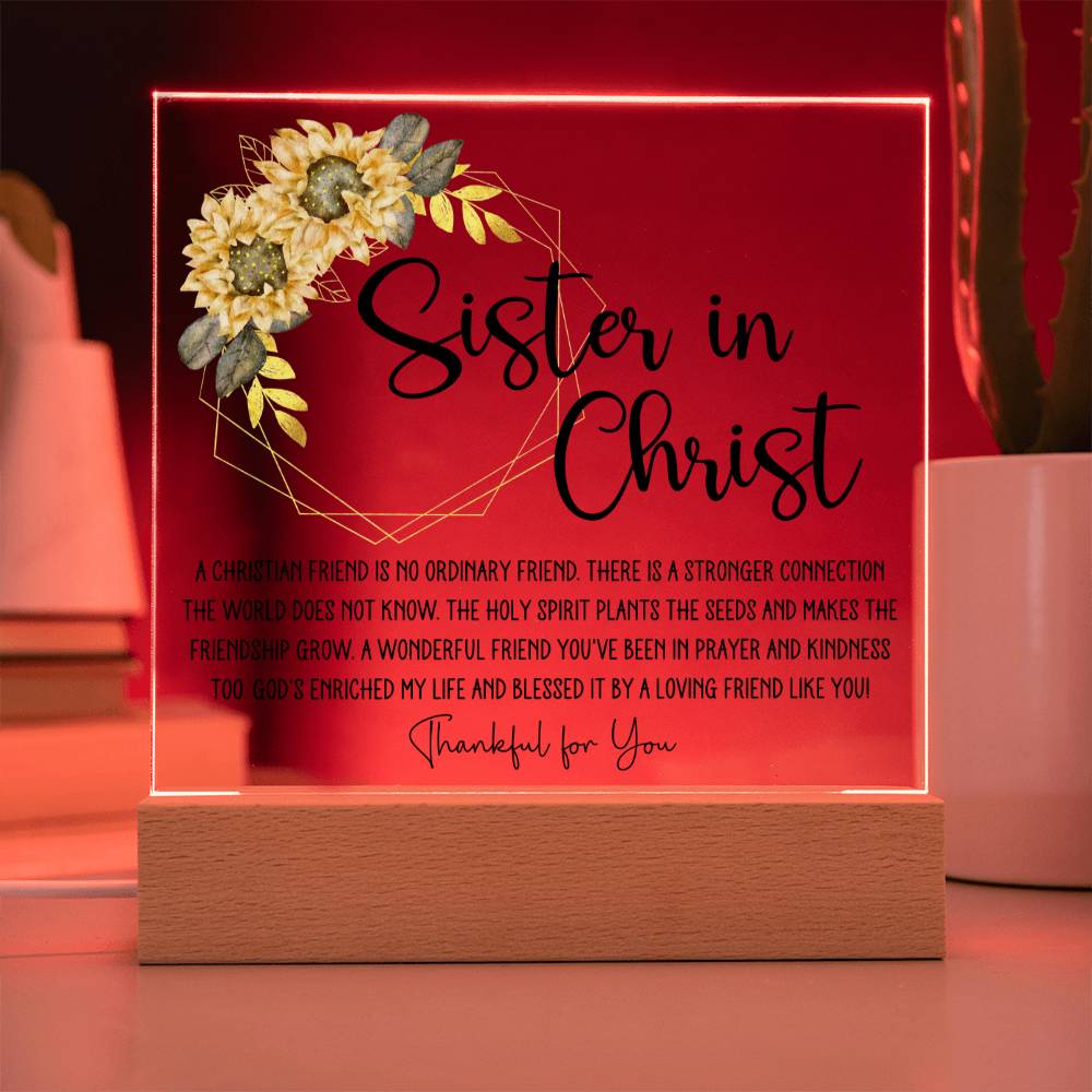 Sister in Christ Yellow Floral Friendship Plaque