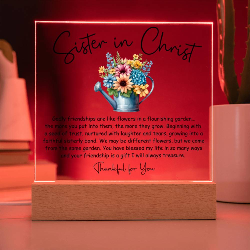 Sister in Christ Godly Friendship Flowers Acrylic Plaque