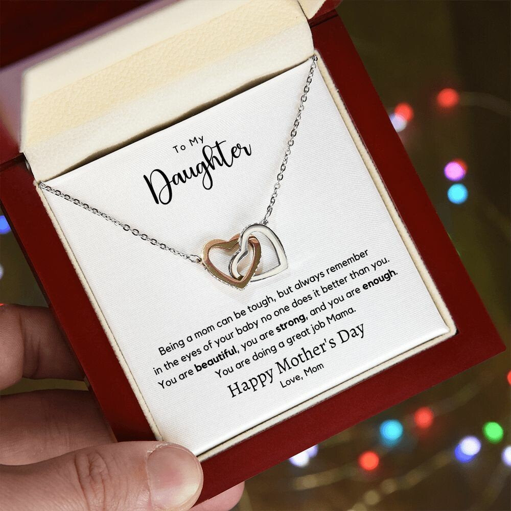 Mother Daughter Mother's Day Gift Interlocking Hearts Necklace