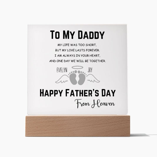 Memorial Plaque Fathers Day Gift Miscarriage Gifts for Dad Father's Day from Heaven Personalized Illuminated Plaque