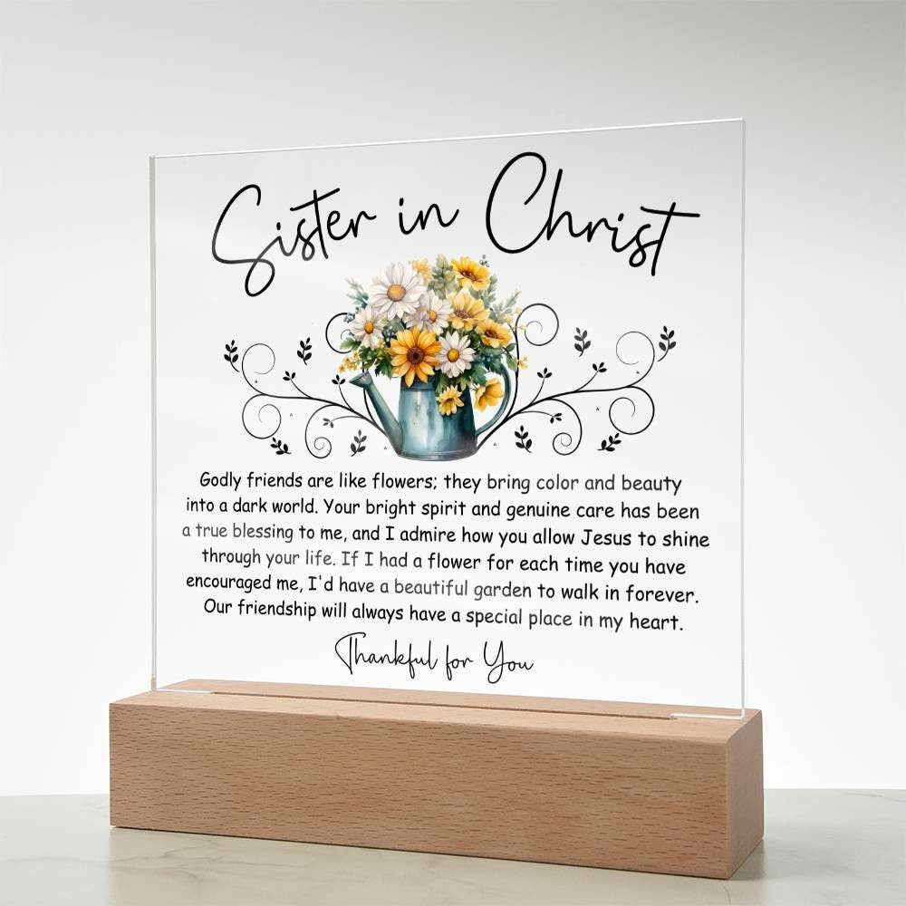 Sister in Christ Floral Friendship Plaque Christian Mentor Gift Thank You Gift Women Faith Gifts Christian Friend Gift