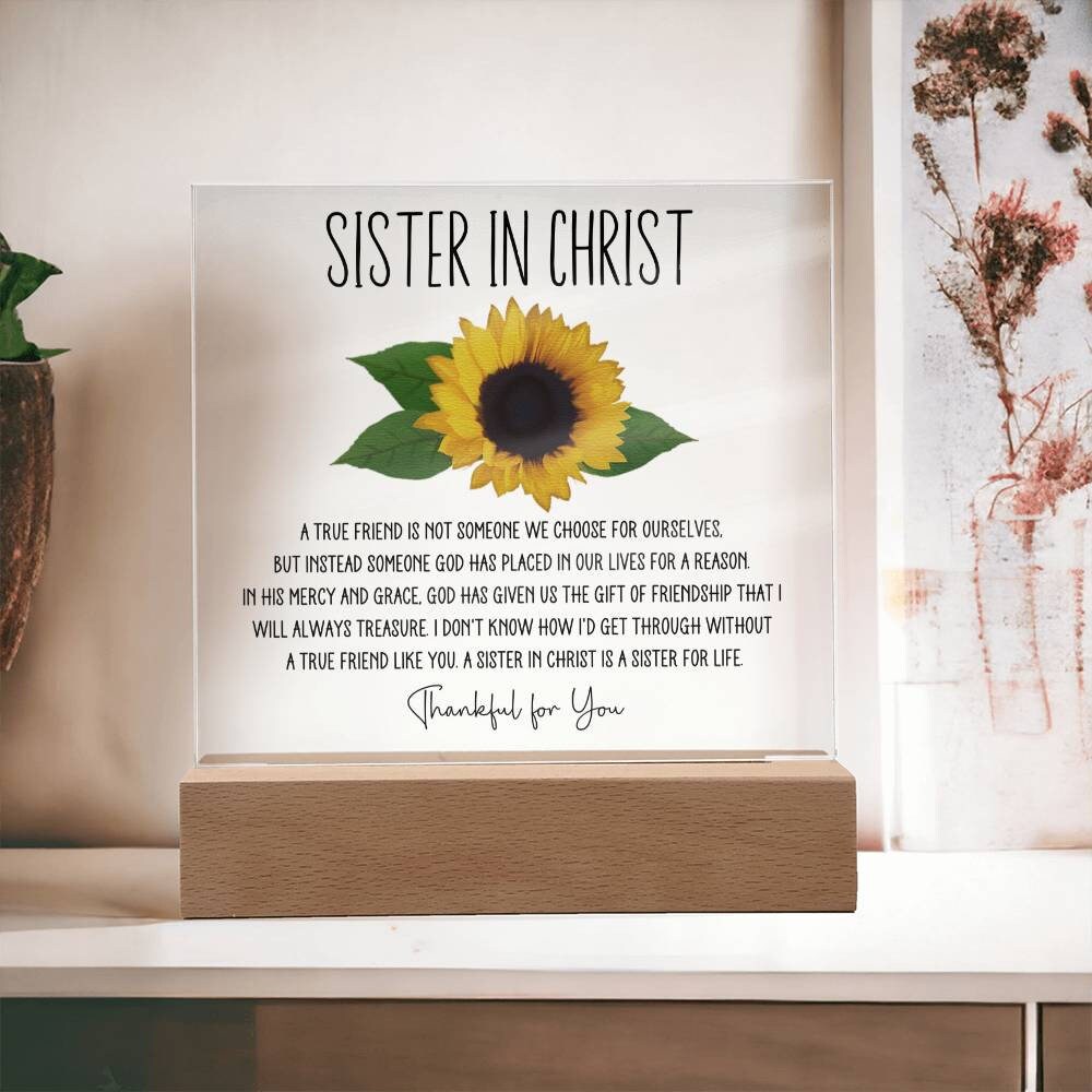 Sister in Christ Friendship Gift for Christian Friend Thankful for You Gift Sunflower Friendship Gift Faith Christian Friendship Gifts Women