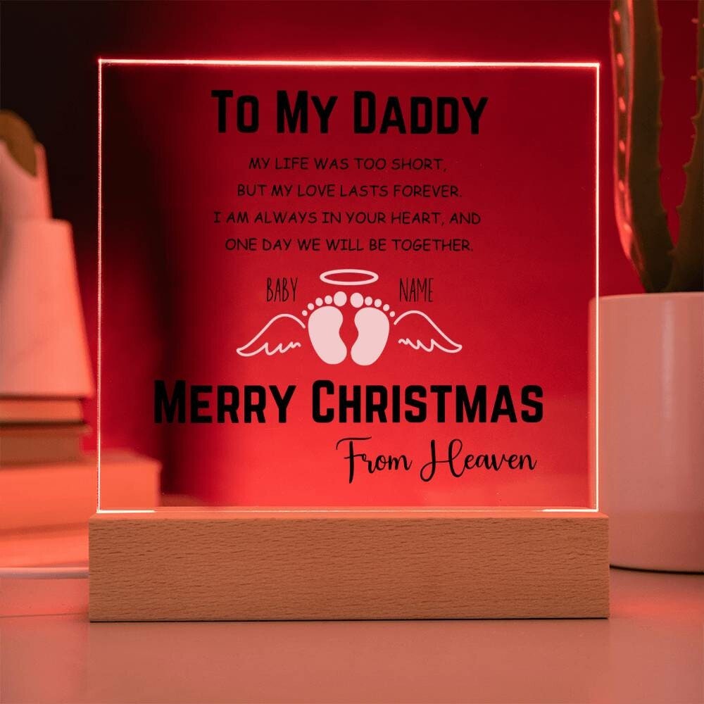 Merry Christmas From Heaven Miscarriage Gift for Dad Baby Memorial Plaque Infant Loss Keepsake