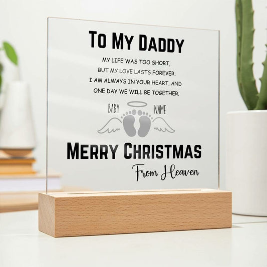 Merry Christmas From Heaven Miscarriage Gift for Dad Baby Memorial Plaque Infant Loss Keepsake