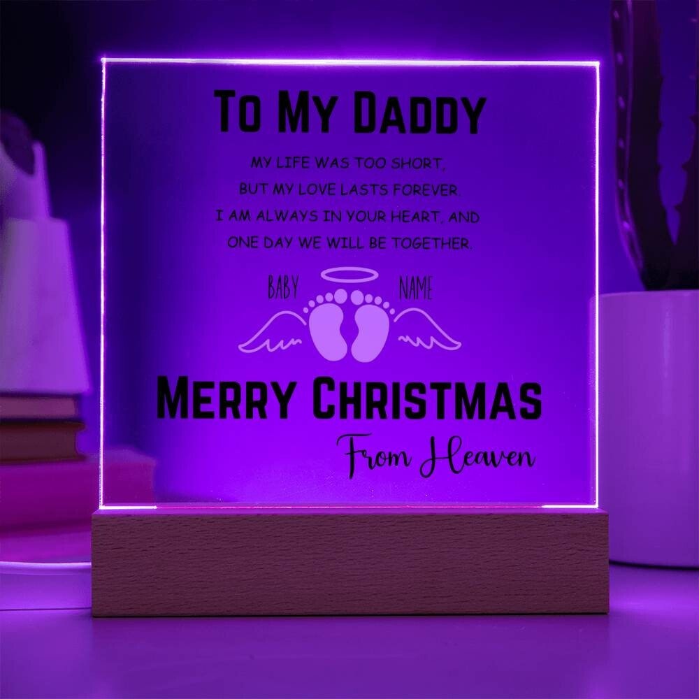 Merry Christmas From Heaven Miscarriage Gift for Dad Baby Memorial Plaque Infant Loss Keepsake