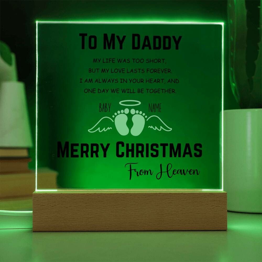 Merry Christmas From Heaven Miscarriage Gift for Dad Baby Memorial Plaque Infant Loss Keepsake