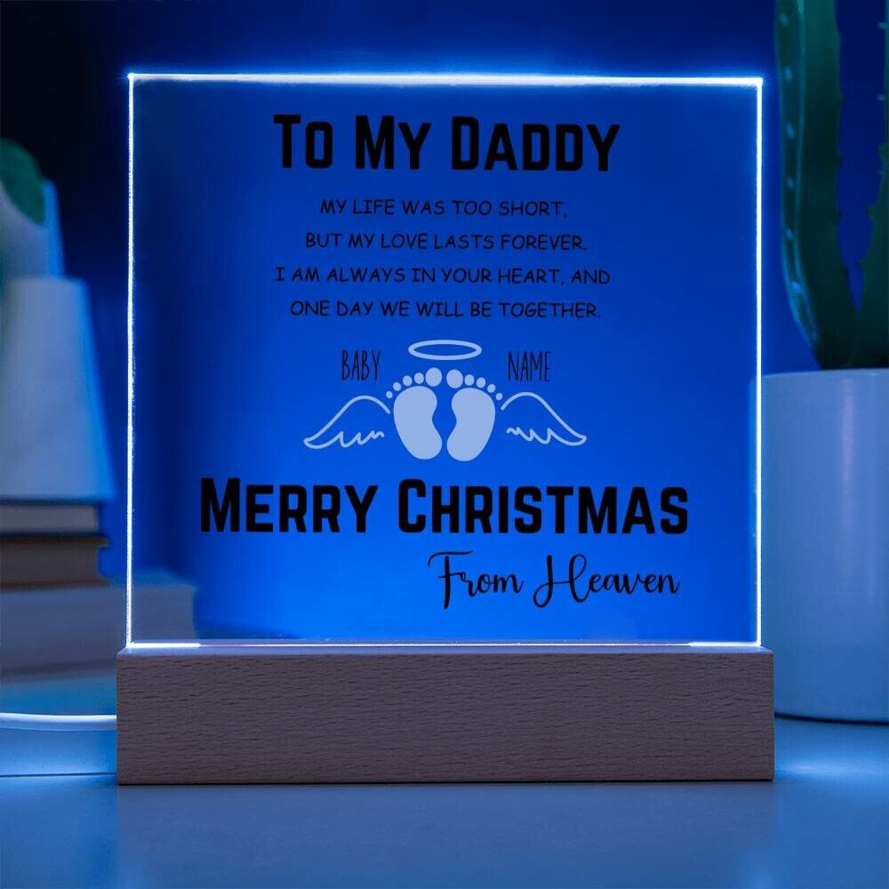 Merry Christmas From Heaven Miscarriage Gift for Dad Baby Memorial Plaque Infant Loss Keepsake