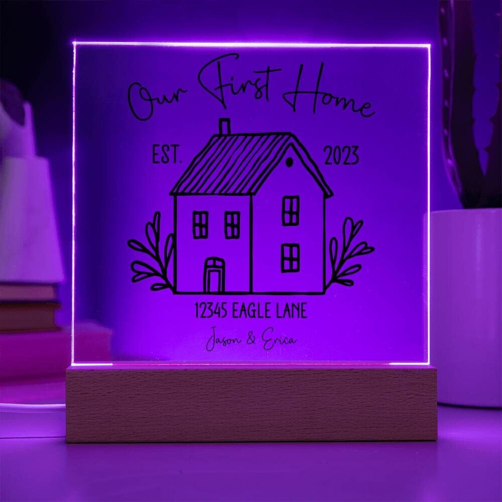 Our First Home Personalized New House Plaque Housewarming Gift for Couples New Home Gift Moving in Together Gift Custom Wedding Gift
