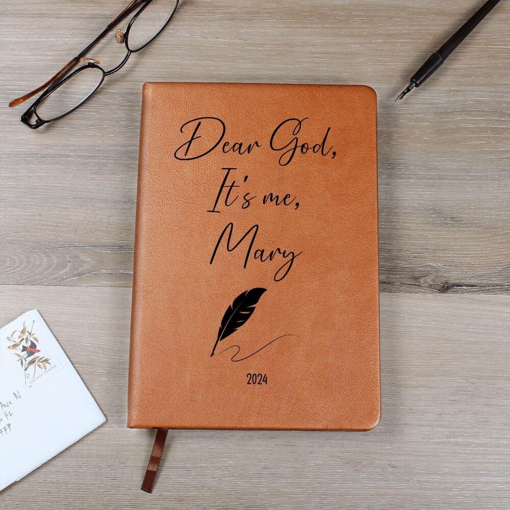 Dear God Prayer Journal Personalized Leather Devotional Journal Custom Christian Notebook Blank Journal for Church Notes or Bible Study