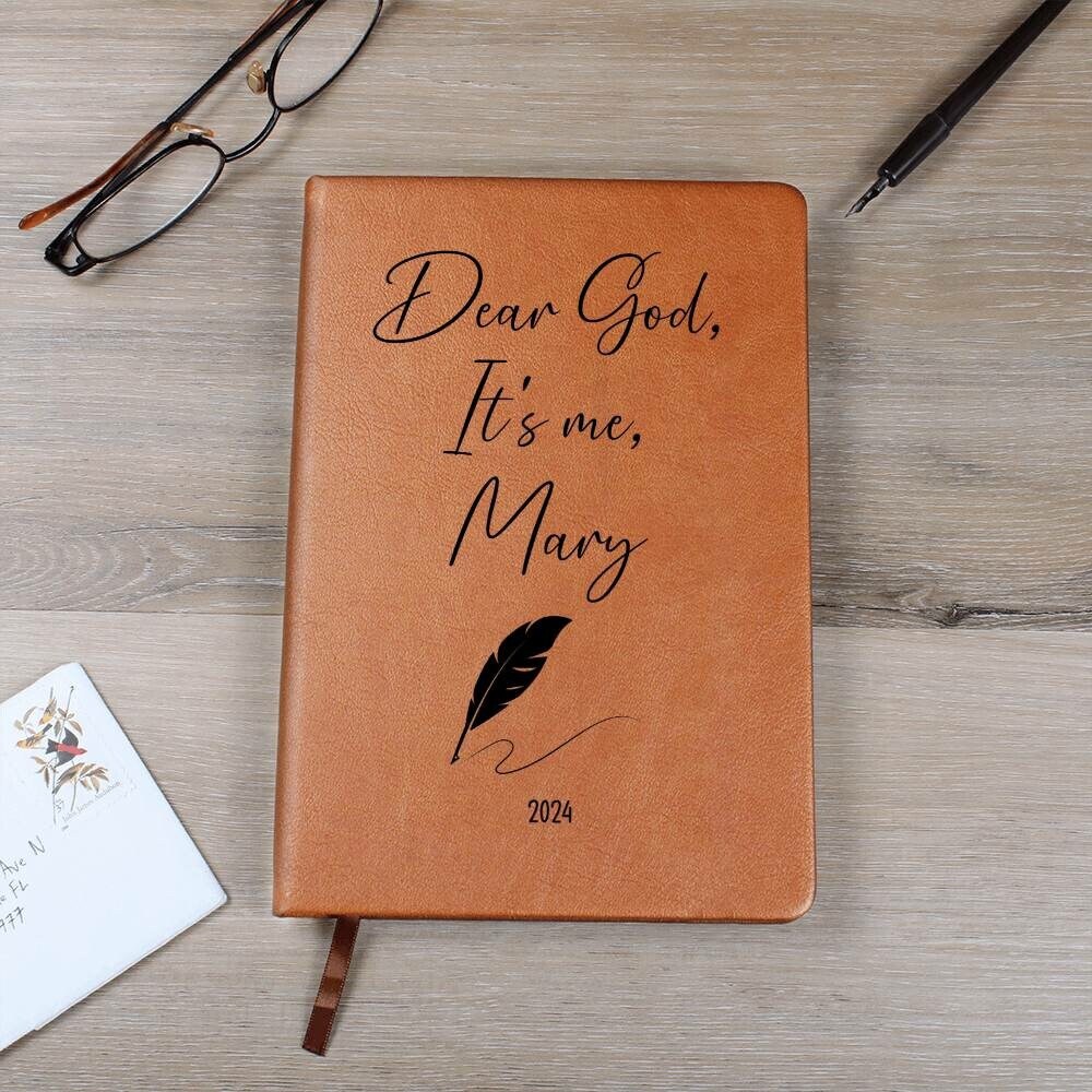 Dear God Prayer Journal Personalized Leather Devotional Journal Custom Christian Notebook Blank Journal for Church Notes or Bible Study