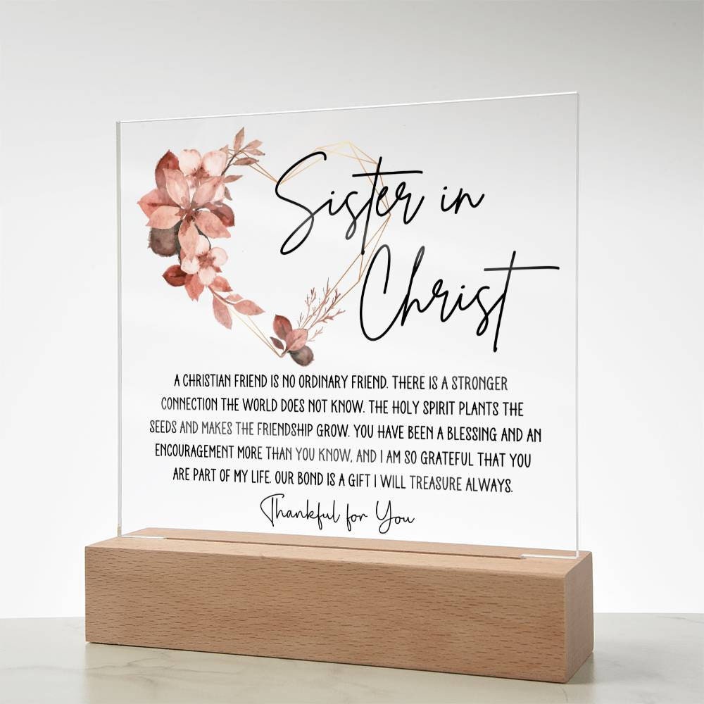 Sister in Christ Christian Friendship Plaque, Thankful for You Gift for Women Faith Gift for Friend Christian Gifts