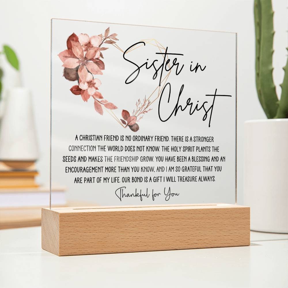 Sister in Christ Christian Friendship Plaque, Thankful for You Gift for Women Faith Gift for Friend Christian Gifts