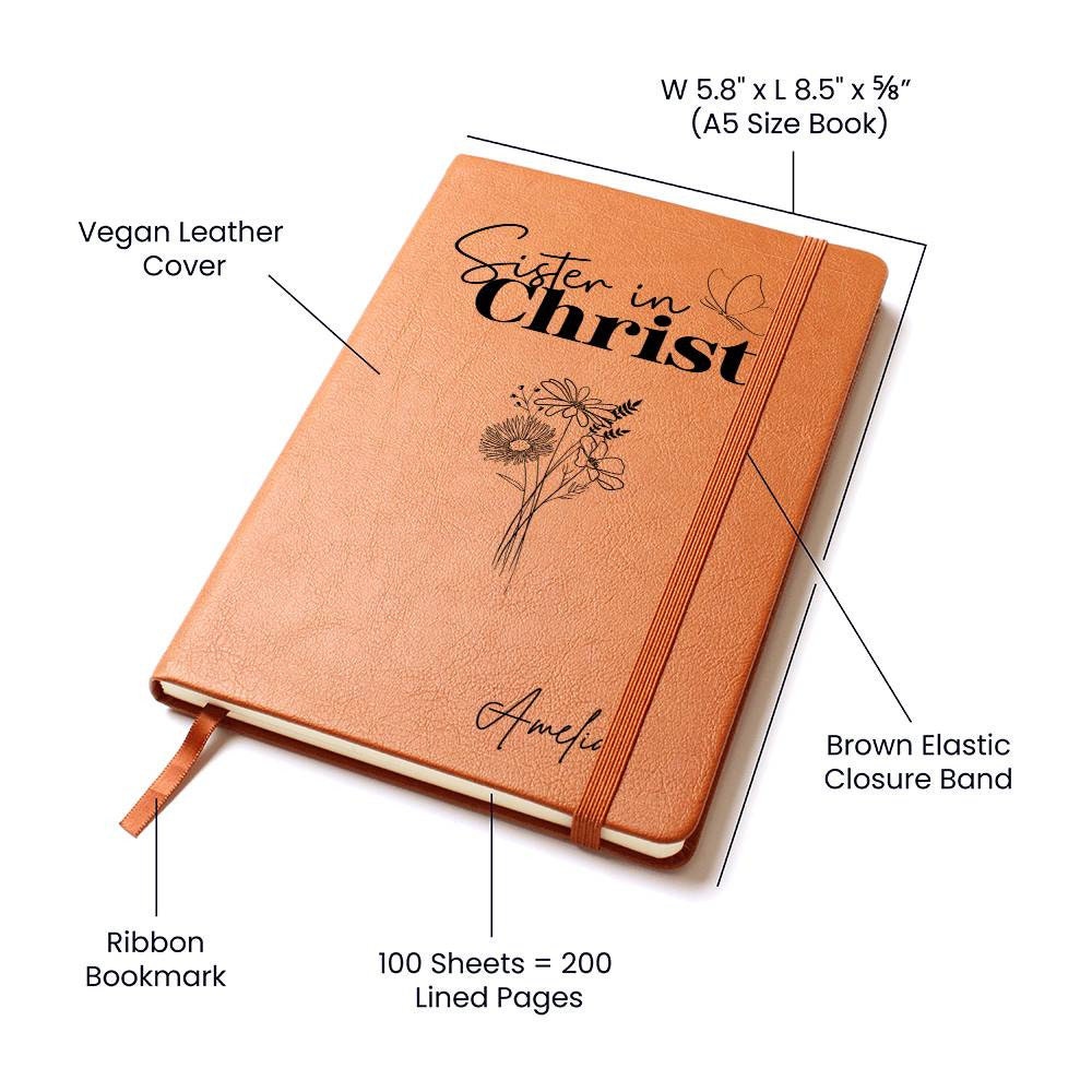 Sister in Christ Personalized Leather Journal, Christian Gifts for Women, Leather Prayer Journal, Gifts for Christian Friendship, Faith Gift