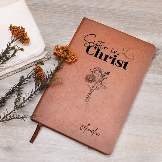 Sister in Christ Personalized Leather Journal, Christian Gifts for Women, Leather Prayer Journal, Gifts for Christian Friendship, Faith Gift