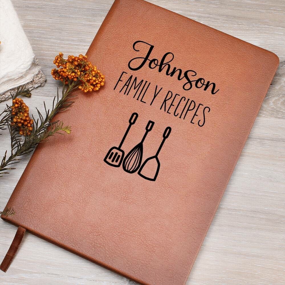 Personalized Family Recipe Book, Custom Leather Recipe Book, Cookbook Gift for Mom, Cooking Gift for Grandma, Heirloom Recipe Book