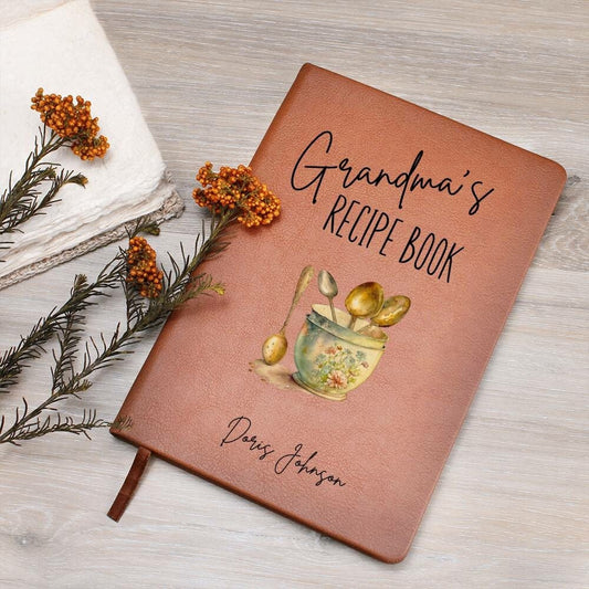 Personalized Leather Recipe Book, Blank Recipe Book for Grandma, Custom Blank Recipe Journal, Cookbook Gift for Christmas