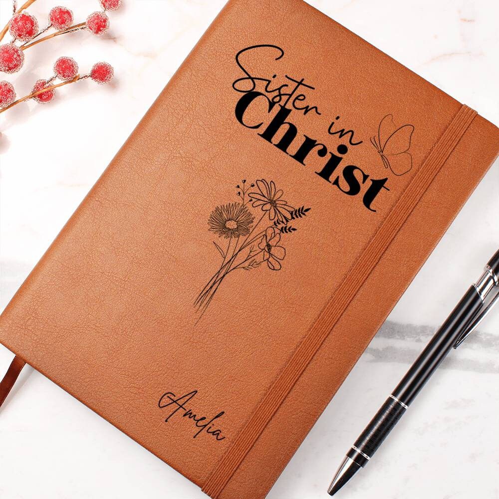 Sister in Christ Personalized Leather Journal, Christian Gifts for Women, Leather Prayer Journal, Gifts for Christian Friendship, Faith Gift