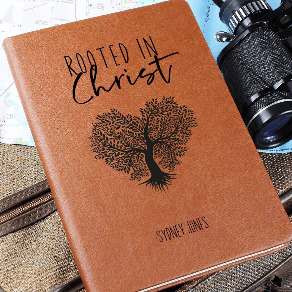 Rooted in Christ Personalized Leather Journal, Personalized Prayer Journal for Women, Christian Journals for Teens, Daily Devotional Journal