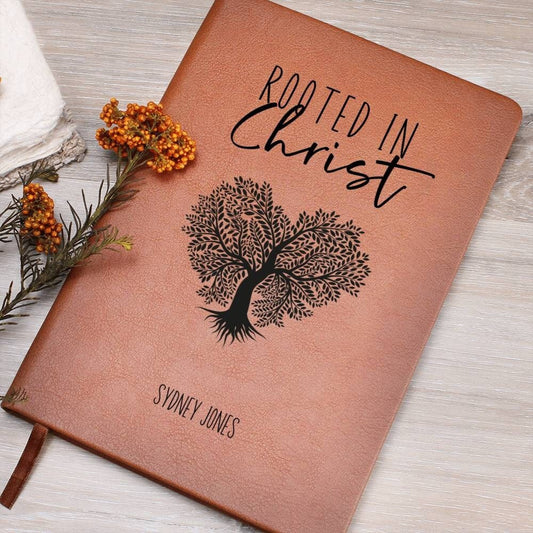 Rooted in Christ Personalized Leather Journal, Personalized Prayer Journal for Women, Christian Journals for Teens, Daily Devotional Journal